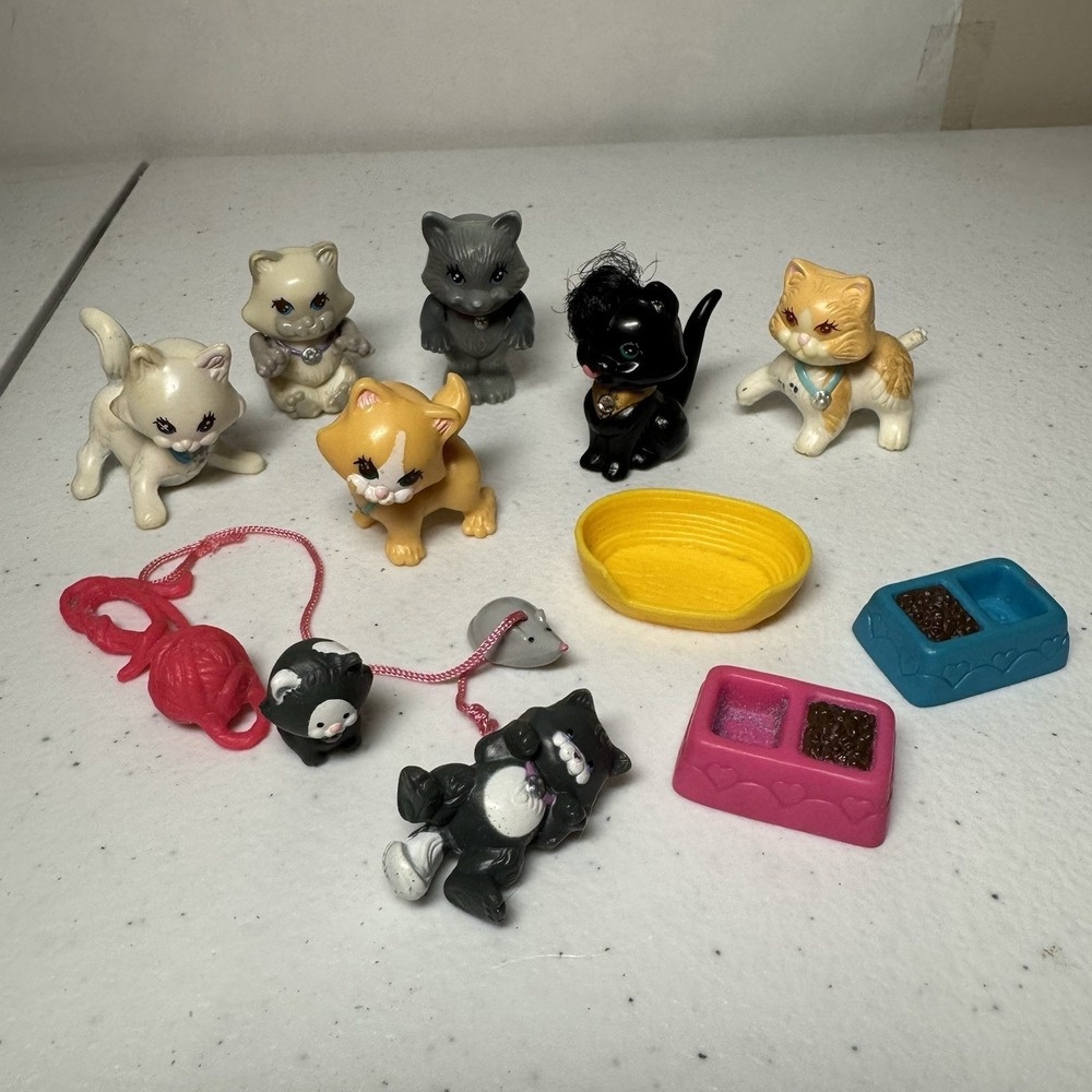 Vtg Kenner  Littlest Pet Shop Cat Lot Kittens‎ Cutesy Vintage Rare LPS BUNDLE